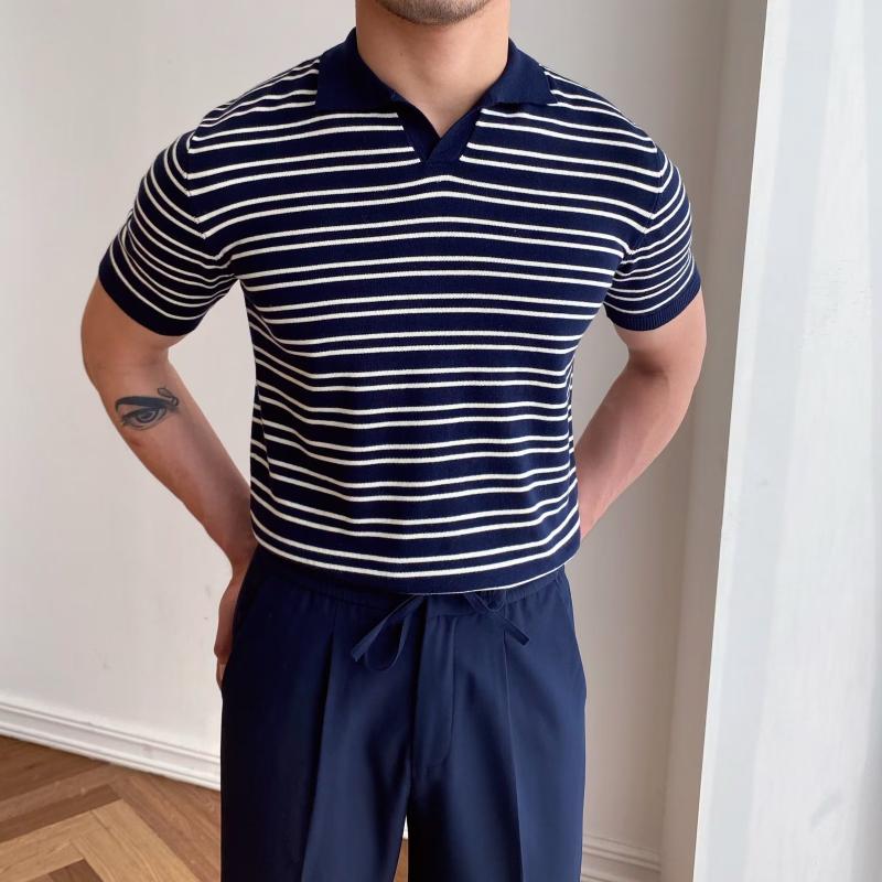 Polo Shirts | Striped Ribbed Merino Wool Polo Shirt – Mens Clothing Mens